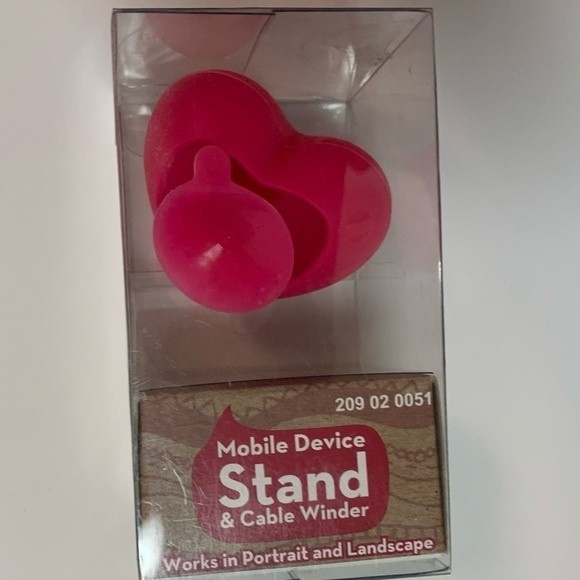 Pink Heart Mobile Phone Stand w/ Cable Winder - Picture 6 of 6